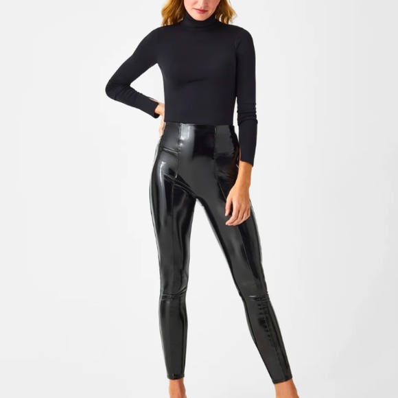 SPANXshape Women's Faux Patent Leather Leggings Burgundy Ruby High Rise M NWT - Picture 15 of 16